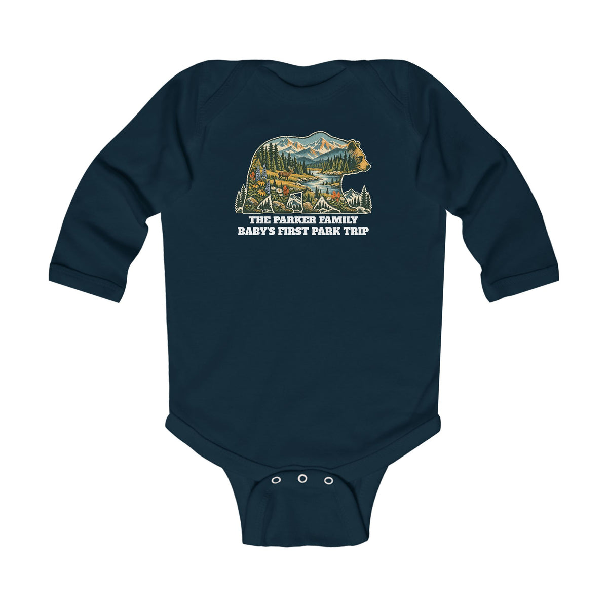 Custom Baby National Park Bear Long Sleeve Onesie