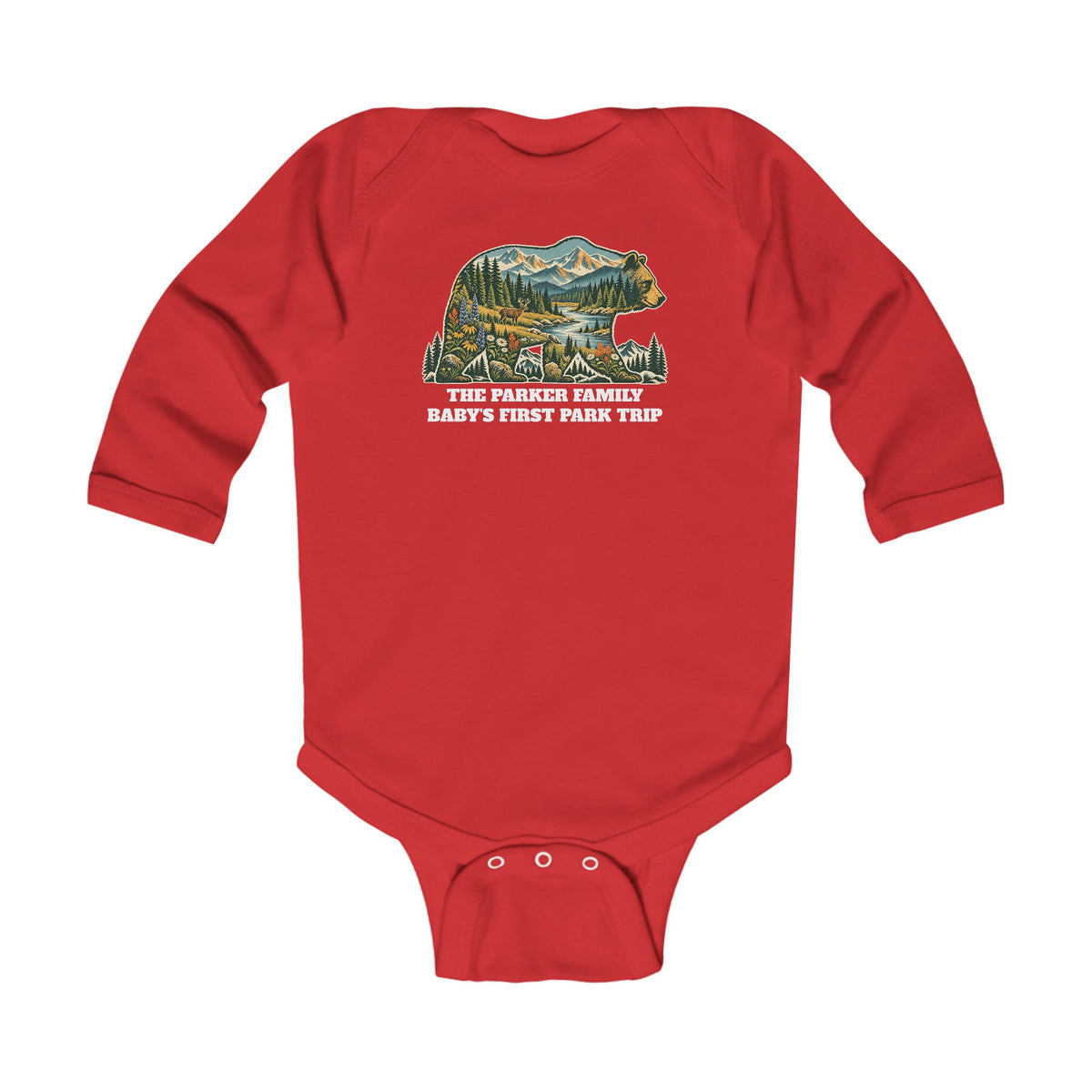Custom Baby National Park Bear Long Sleeve Onesie