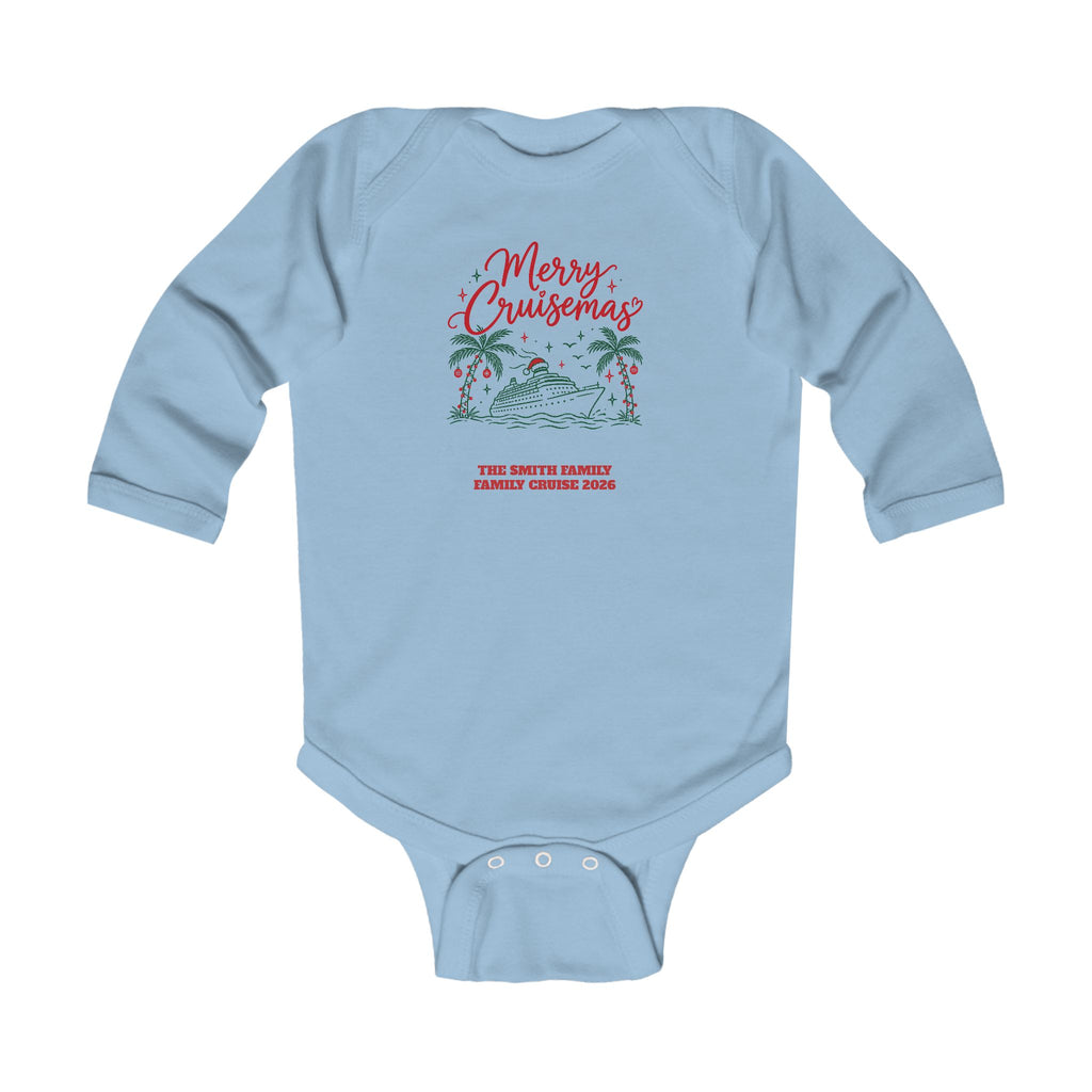 Custom Baby Merry Cruisemas Palm Tree Christmas Cruise Long Sleeve Onesie