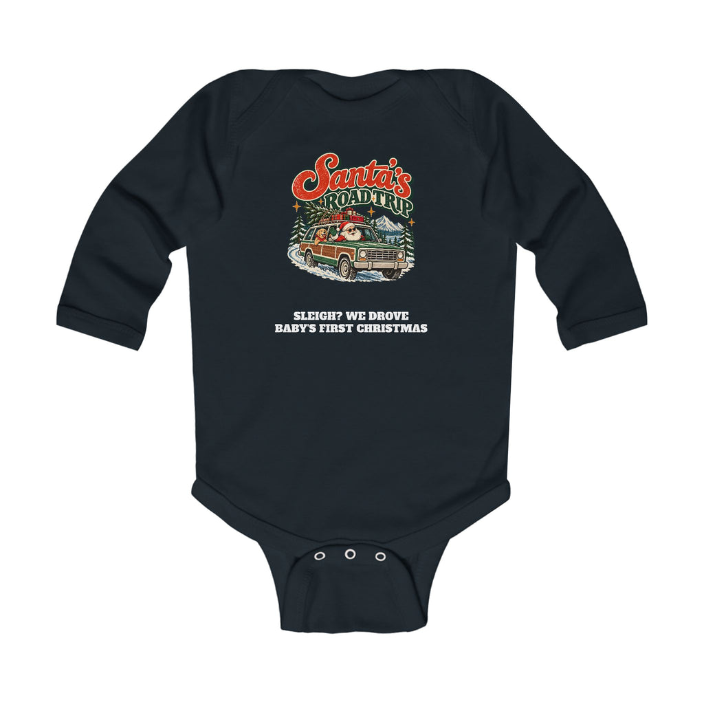 Custom Baby Santa's Road Trip Christmas Long Sleeve Onesie