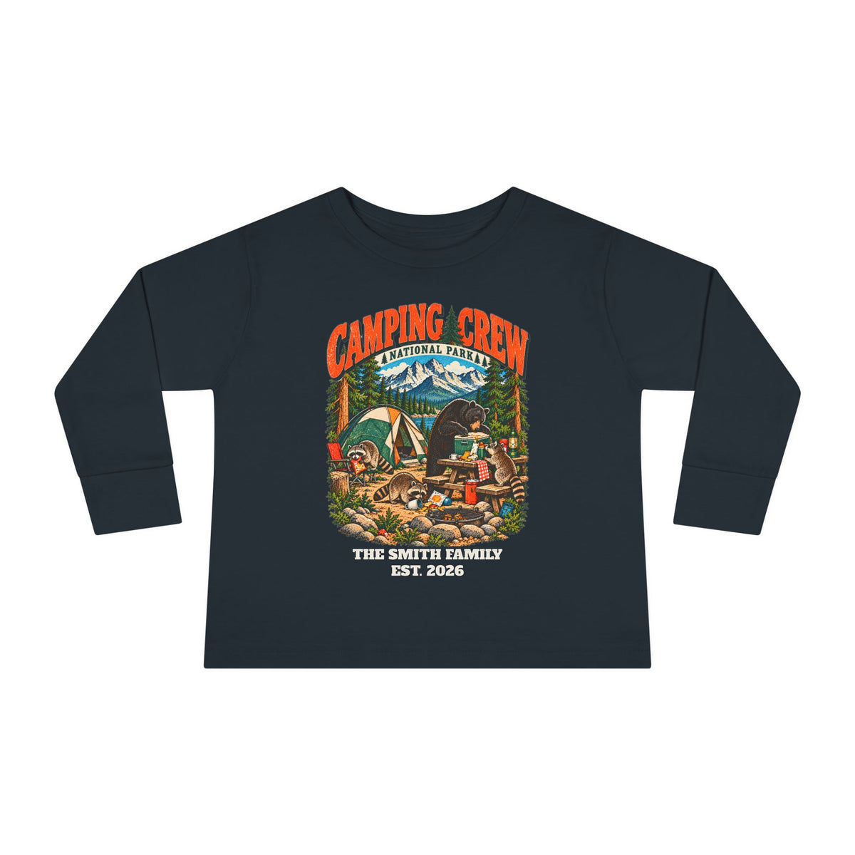 Custom Toddler Camping Crew Camping Long Sleeve Shirt