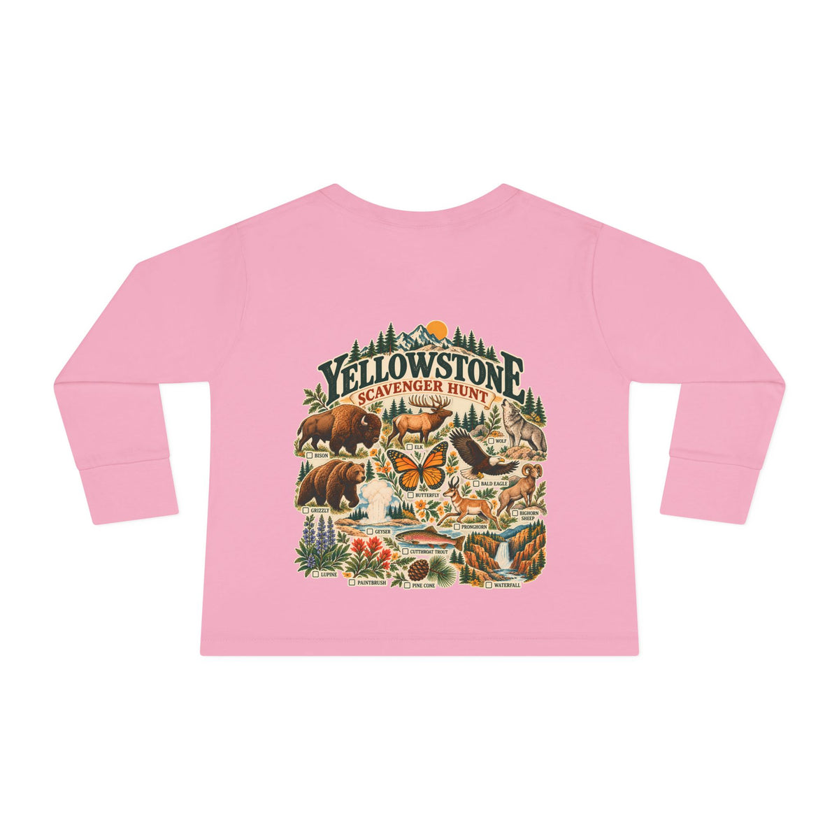 Custom Toddler Yellowstone Scavenger Hunt Long Sleeve Shirt