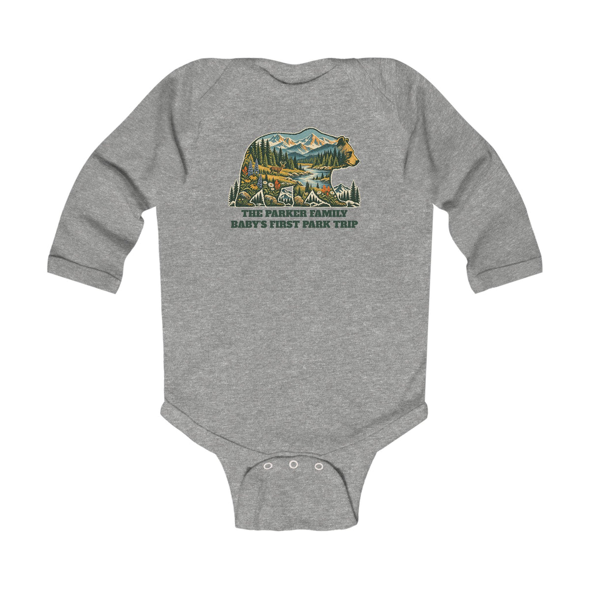 Custom Baby National Park Bear Long Sleeve Onesie