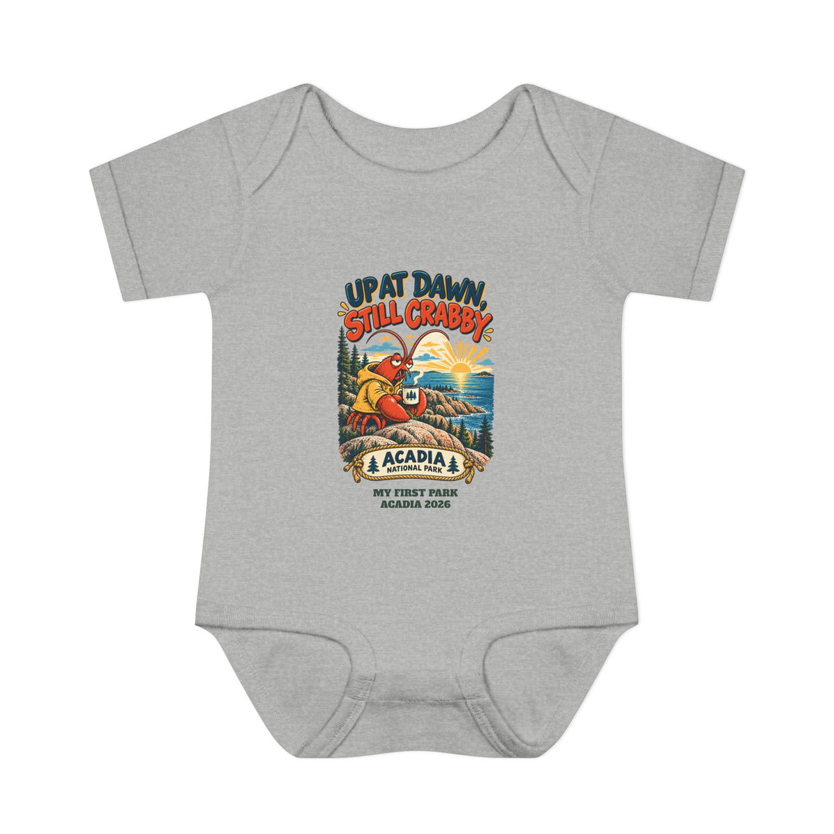 Custom Baby Acadia National Park Still Crabby Onesie