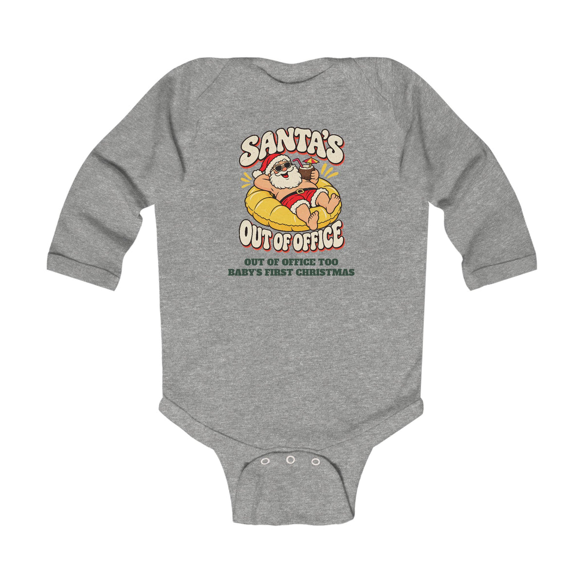 Custom Baby Santa's Out Of Office Christmas Long Sleeve Onesie