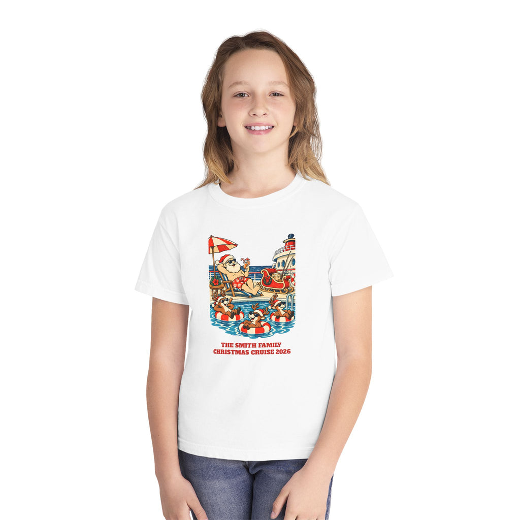 Custom Kids Santa Pool Day Christmas Cruise Shirt