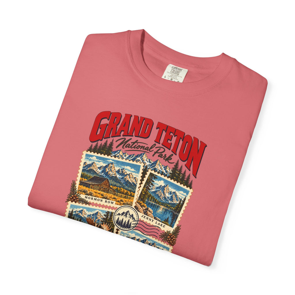Custom Grand Teton National Park Stamp Collage Shirt