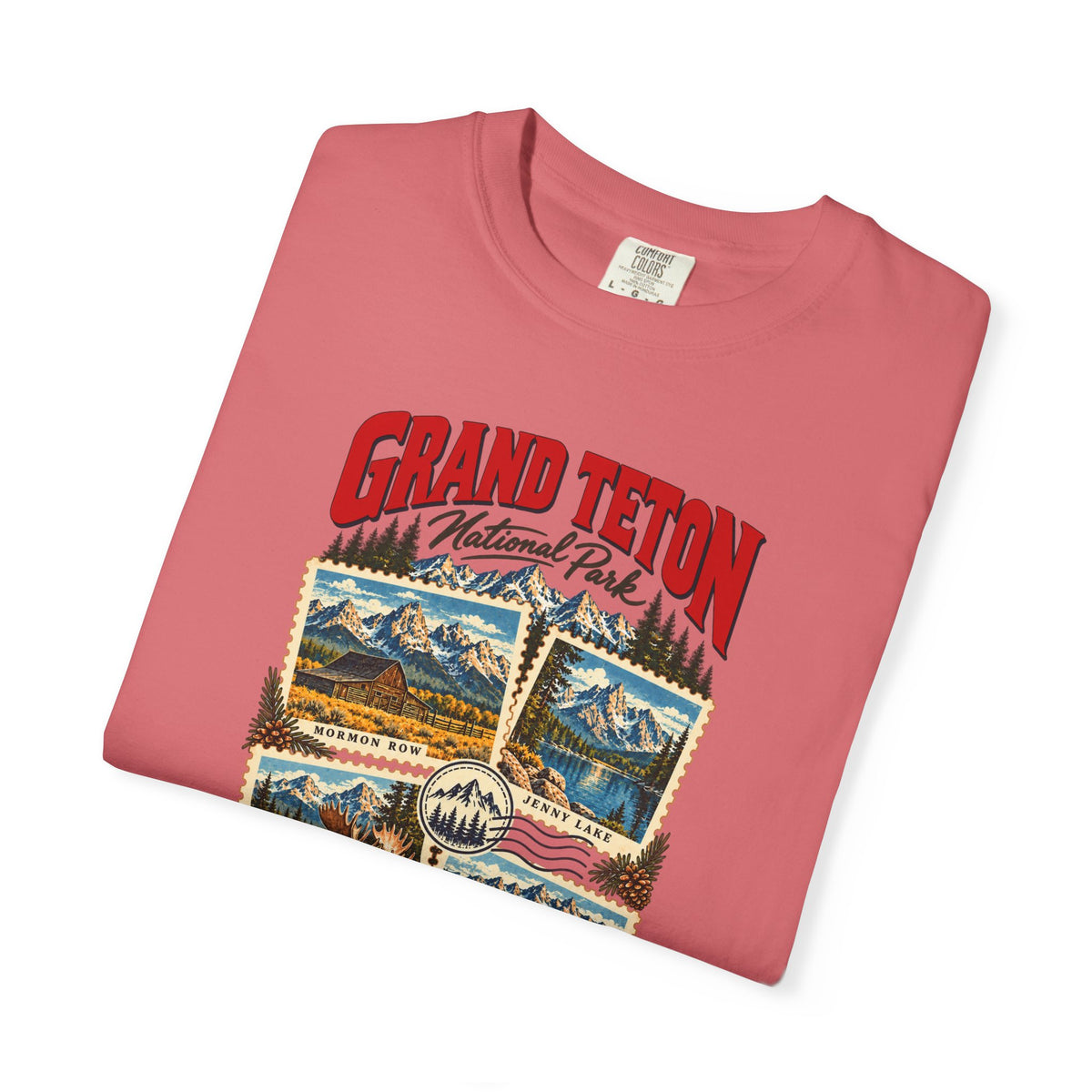 Custom Grand Teton National Park Stamp Collage Shirt