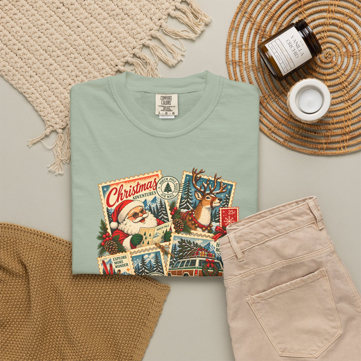 Custom Christmas Adventures Vintage Stamp Shirt