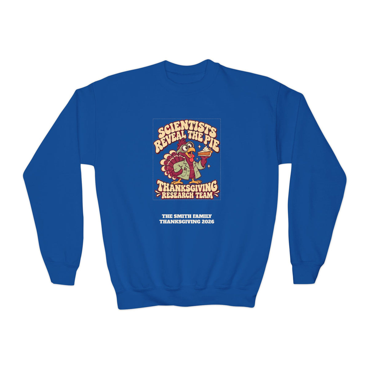 Custom Kids Thanksgiving Pie Research Team Sweatshirt