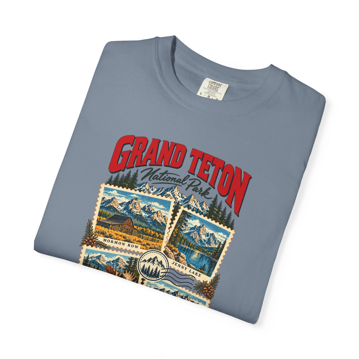 Custom Grand Teton National Park Stamp Collage Shirt