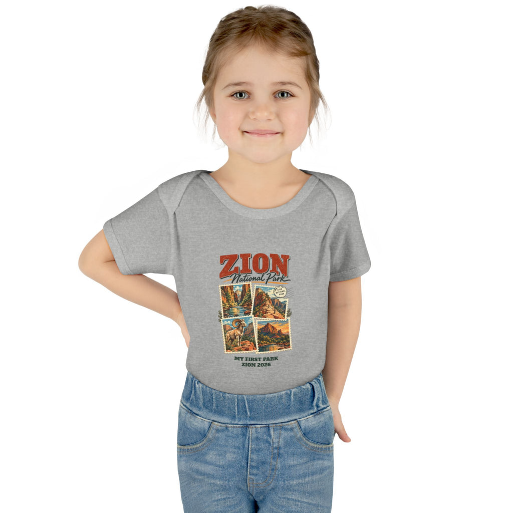 Custom Baby Zion National Park Stamp Collage Onesie