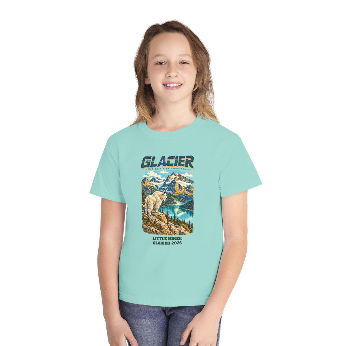 Custom Kids Glacier National Park Vintage Mountain Goat Shirt