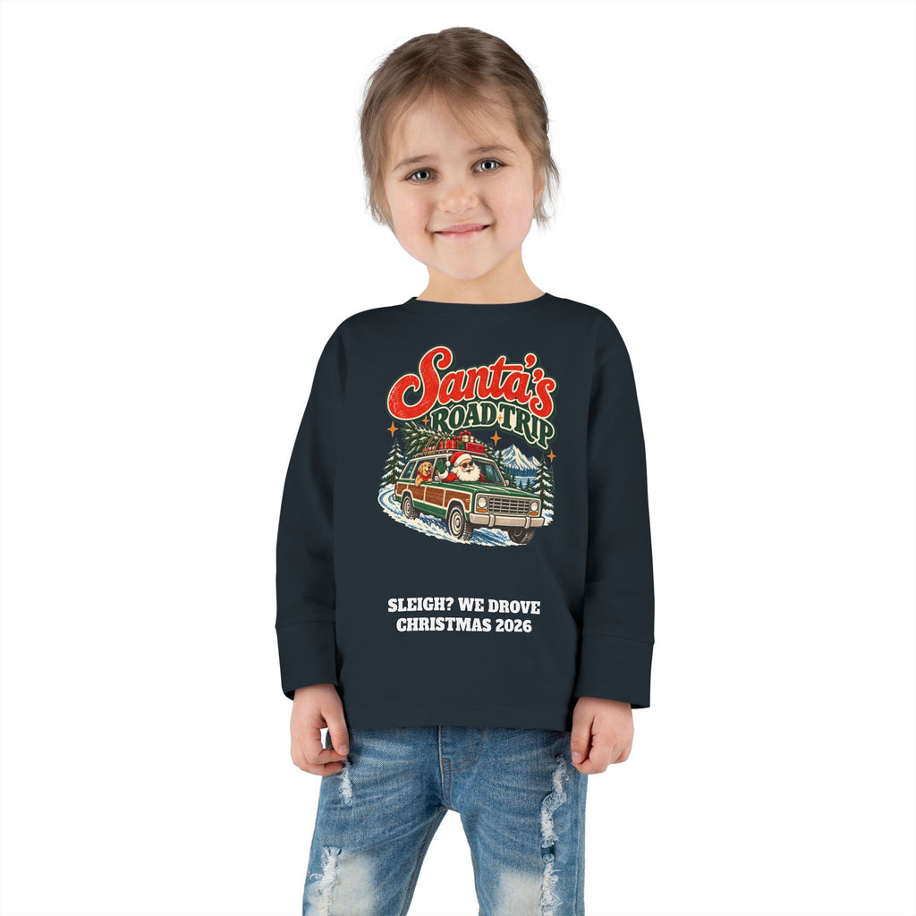 Custom Toddler Santa's Road Trip Christmas Long Sleeve Shirt