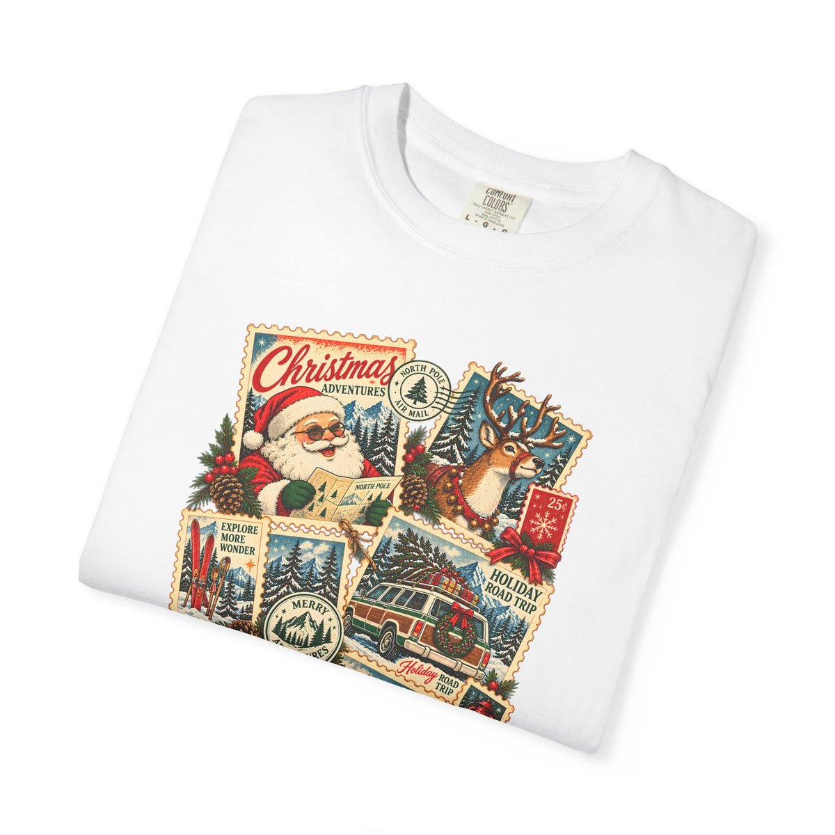 Custom Christmas Adventures Vintage Stamp Shirt