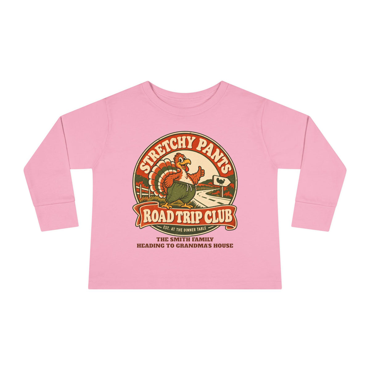 Custom Toddler Stretchy Pants Thanksgiving Long Sleeve Shirt
