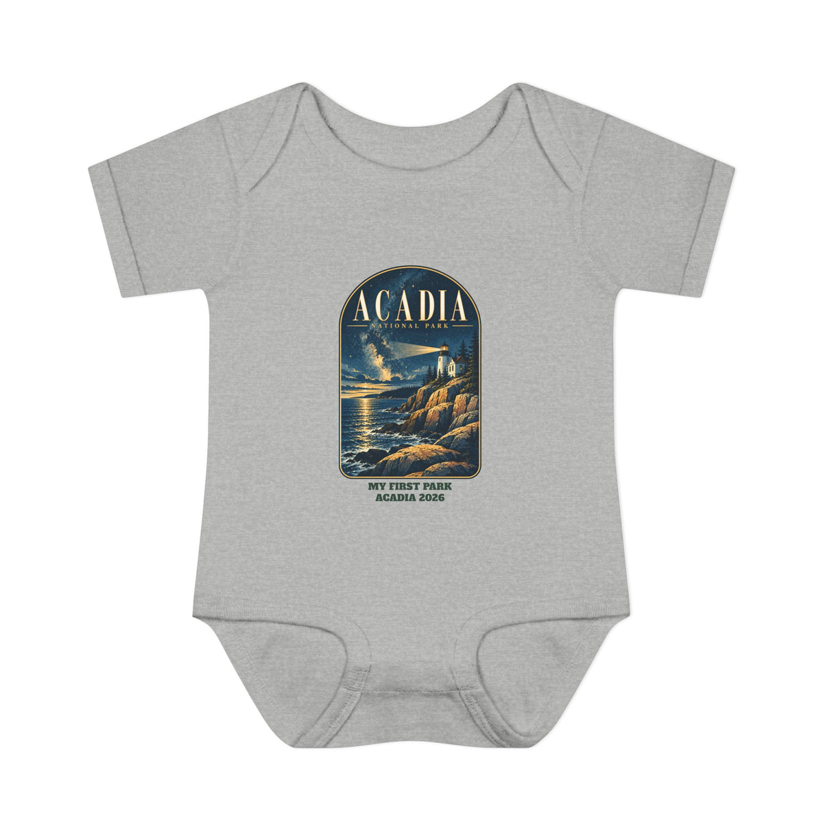 Custom Baby Acadia National Park Lighthouse Night Sky Onesie