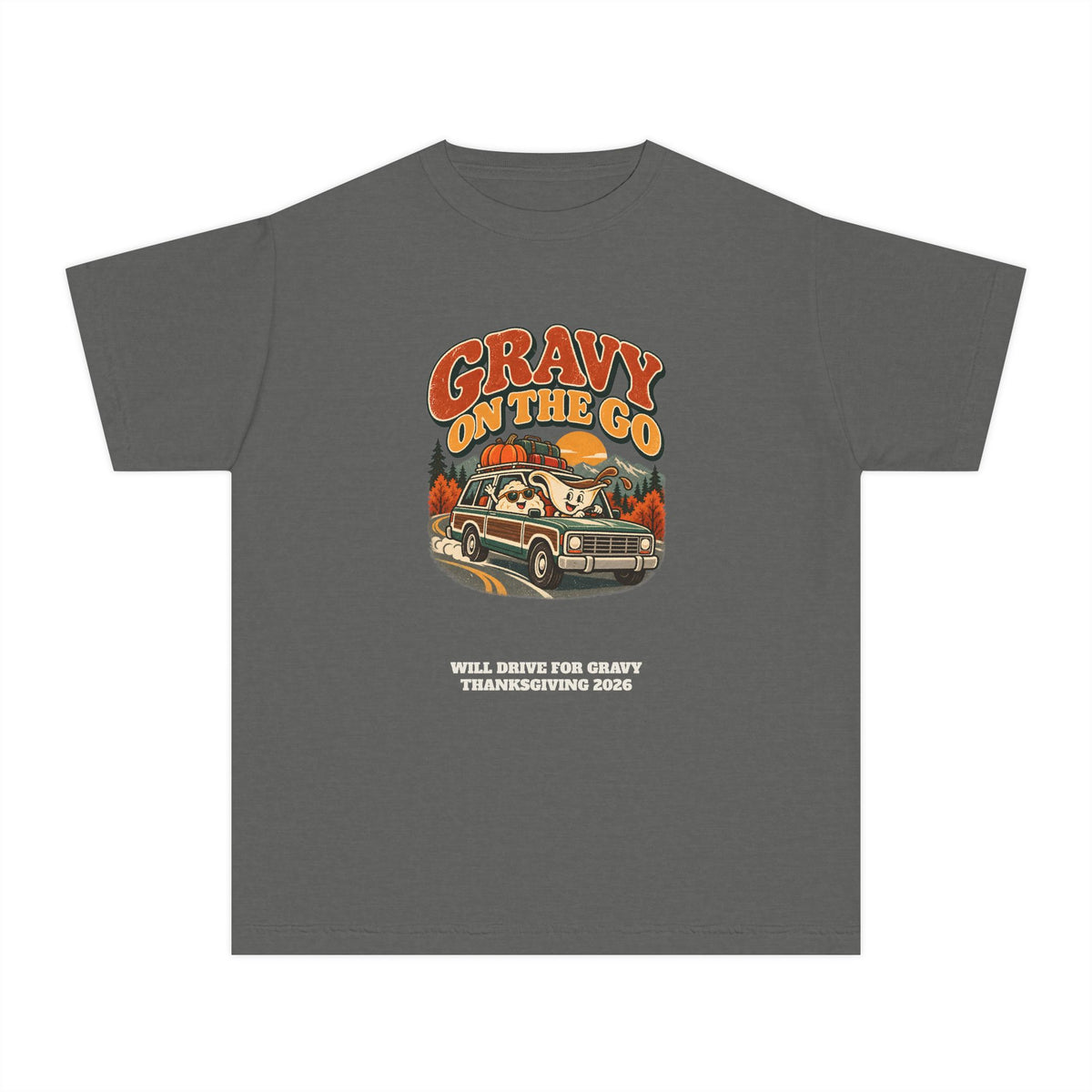 Custom Kids Gravy On The Go Thanksgiving Road Trip Shirt
