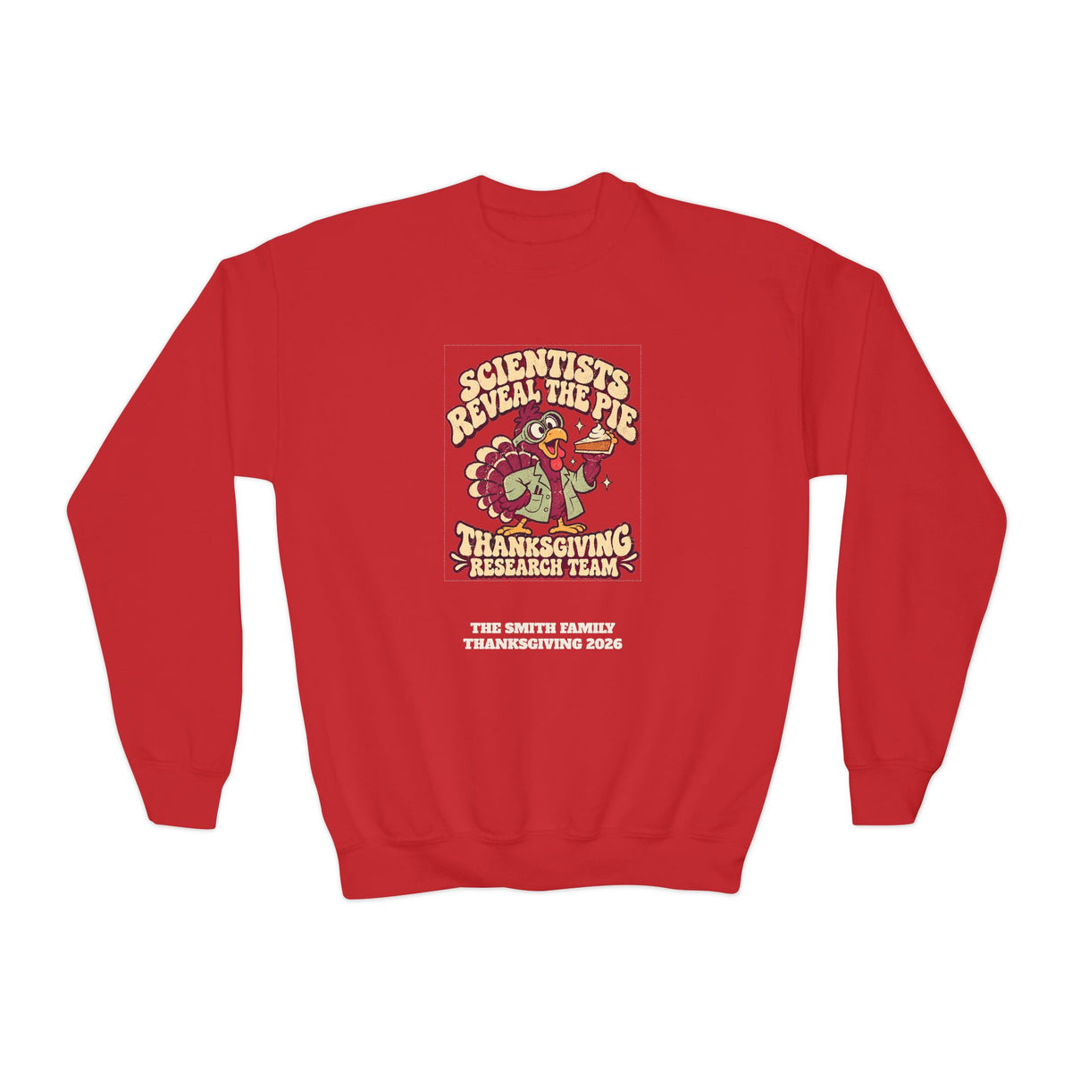 Custom Kids Thanksgiving Pie Research Team Sweatshirt