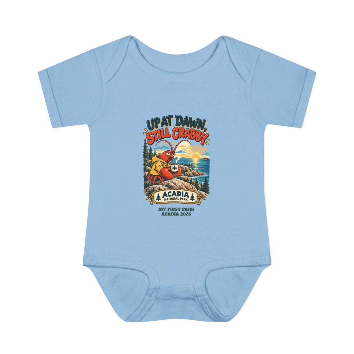 Custom Baby Acadia National Park Still Crabby Onesie
