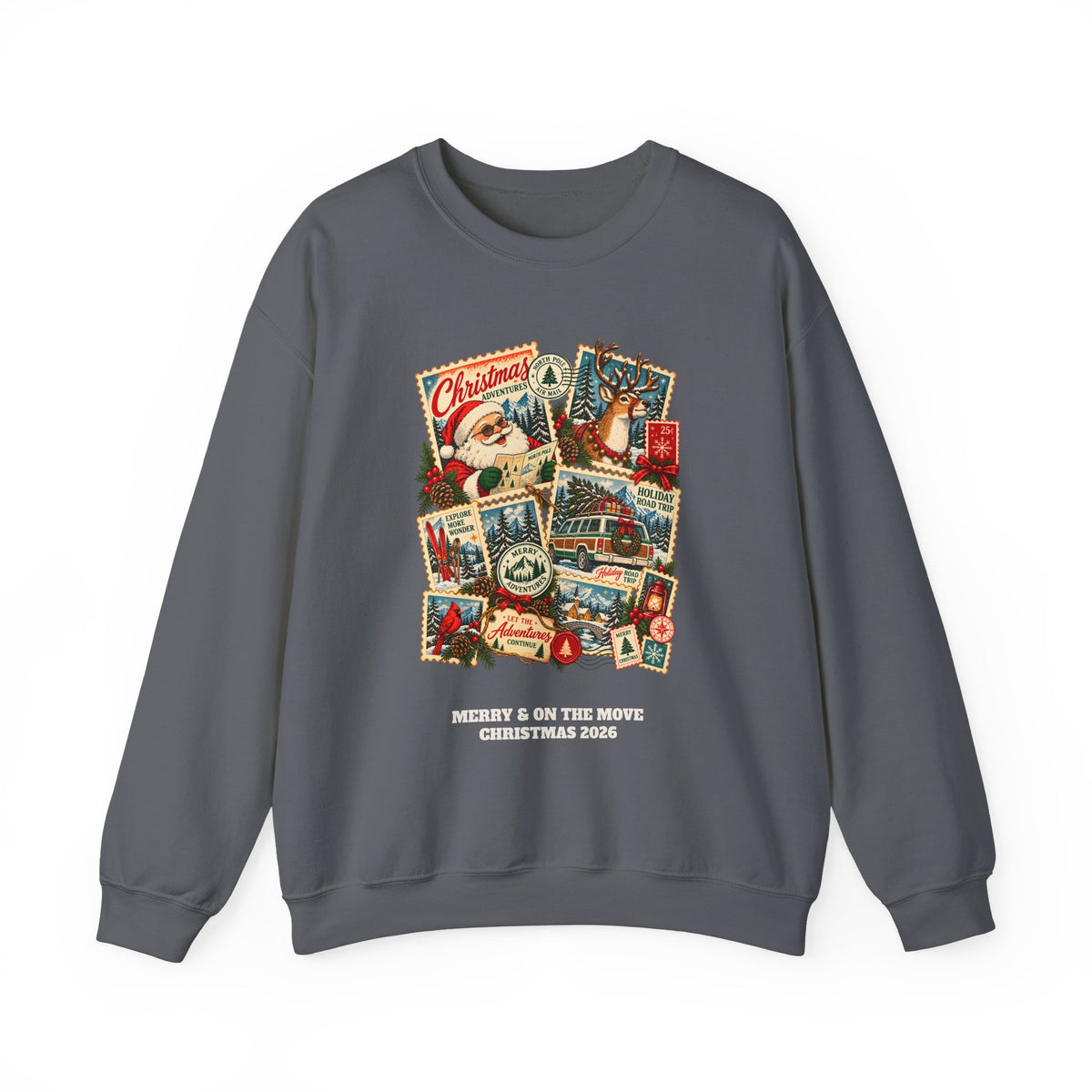 Custom Christmas Adventures Vintage Stamp Sweatshirt