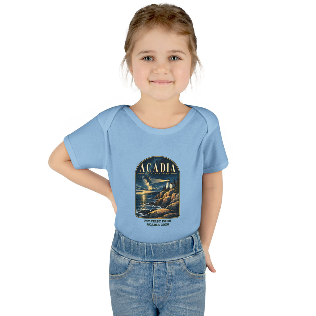 Custom Baby Acadia National Park Lighthouse Night Sky Onesie