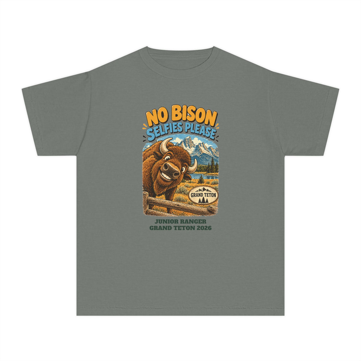 Custom Kids Grand Teton National Park Funny Bison Shirt