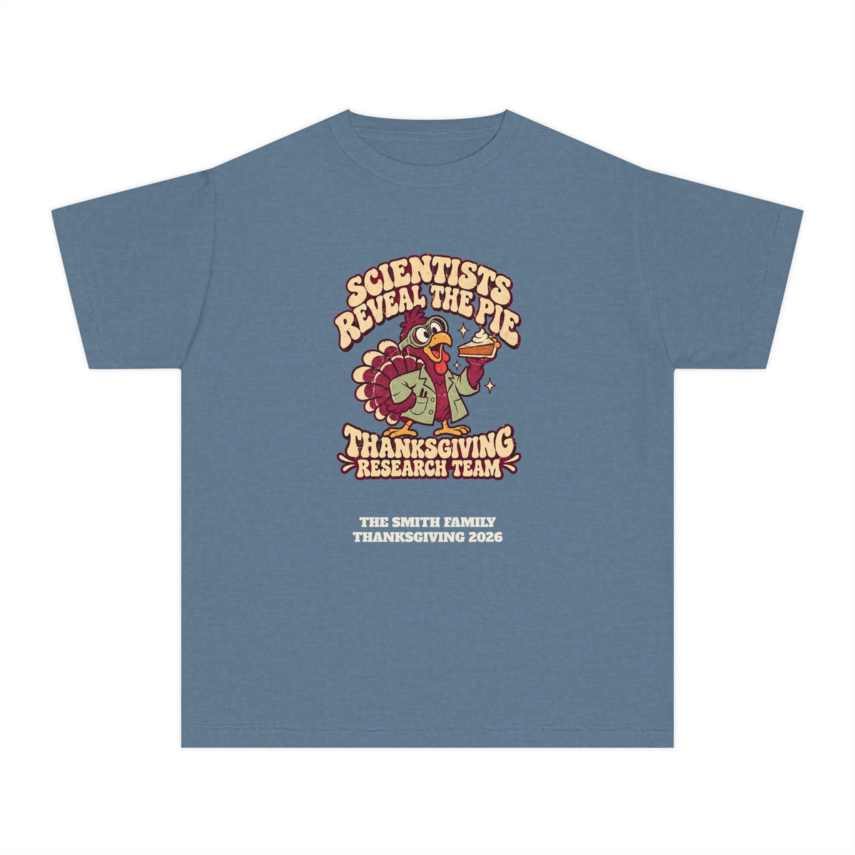 Custom Kids Thanksgiving Pie Research Team Shirt