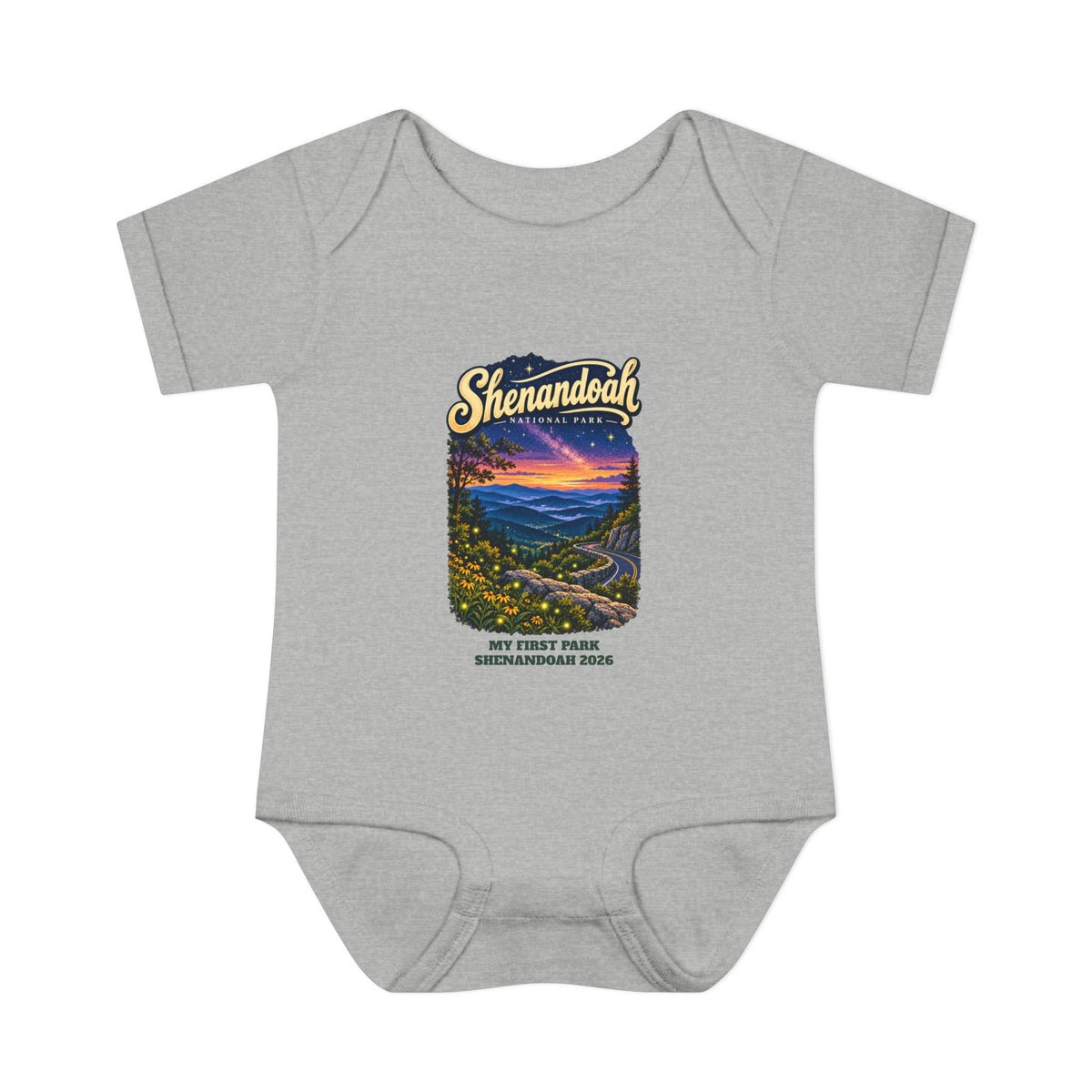Custom Baby Shenandoah National Park Skyline Drive Night Sky Onesie