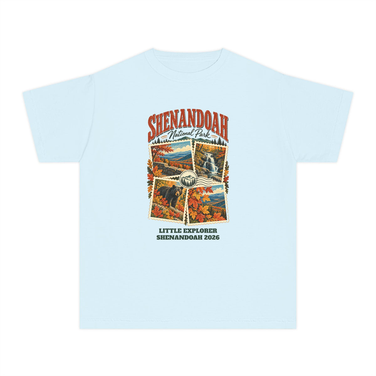 Custom Kids Shenandoah National Park Stamp Collage Shirt