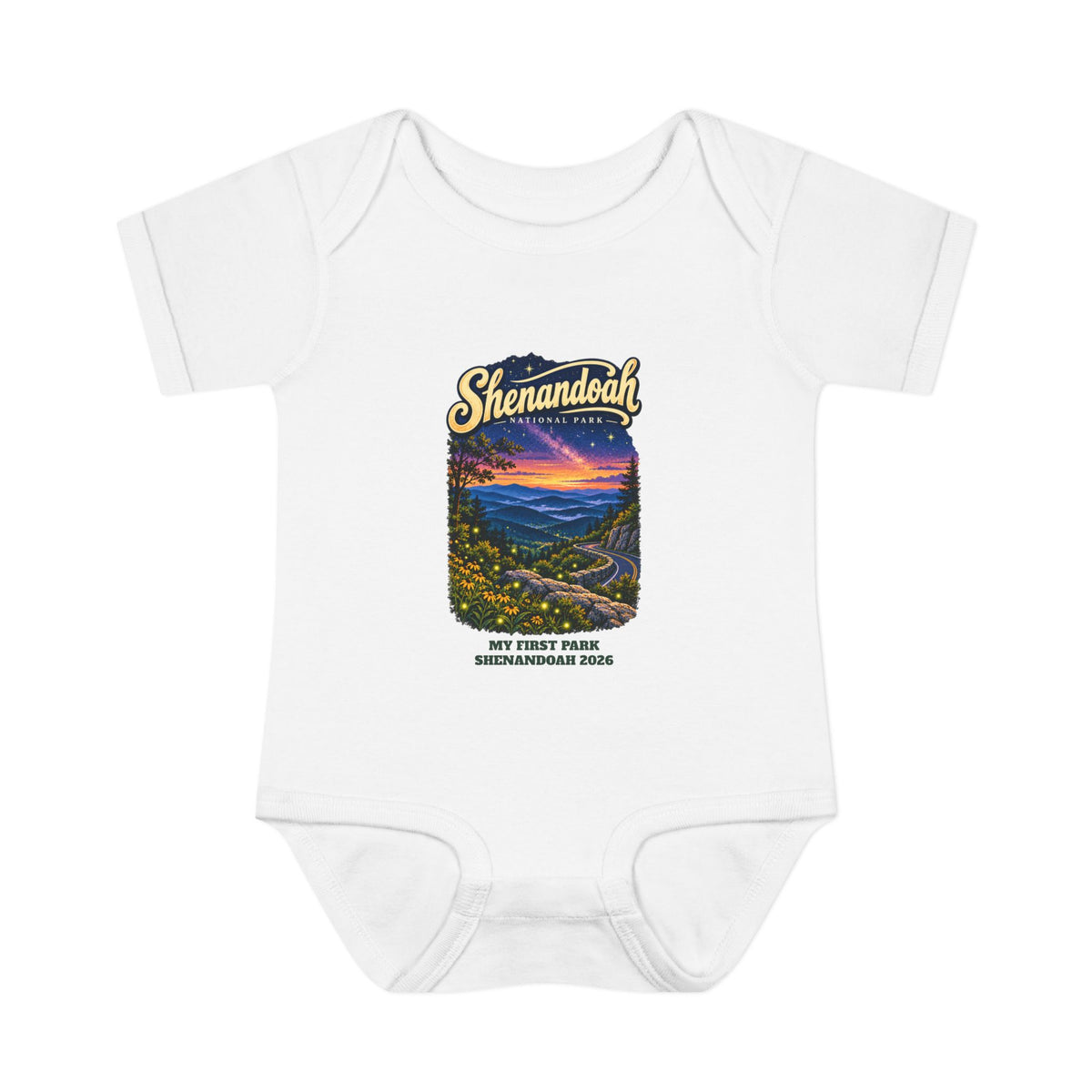 Custom Baby Shenandoah National Park Skyline Drive Night Sky Onesie