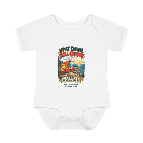 Custom Baby Acadia National Park Still Crabby Onesie