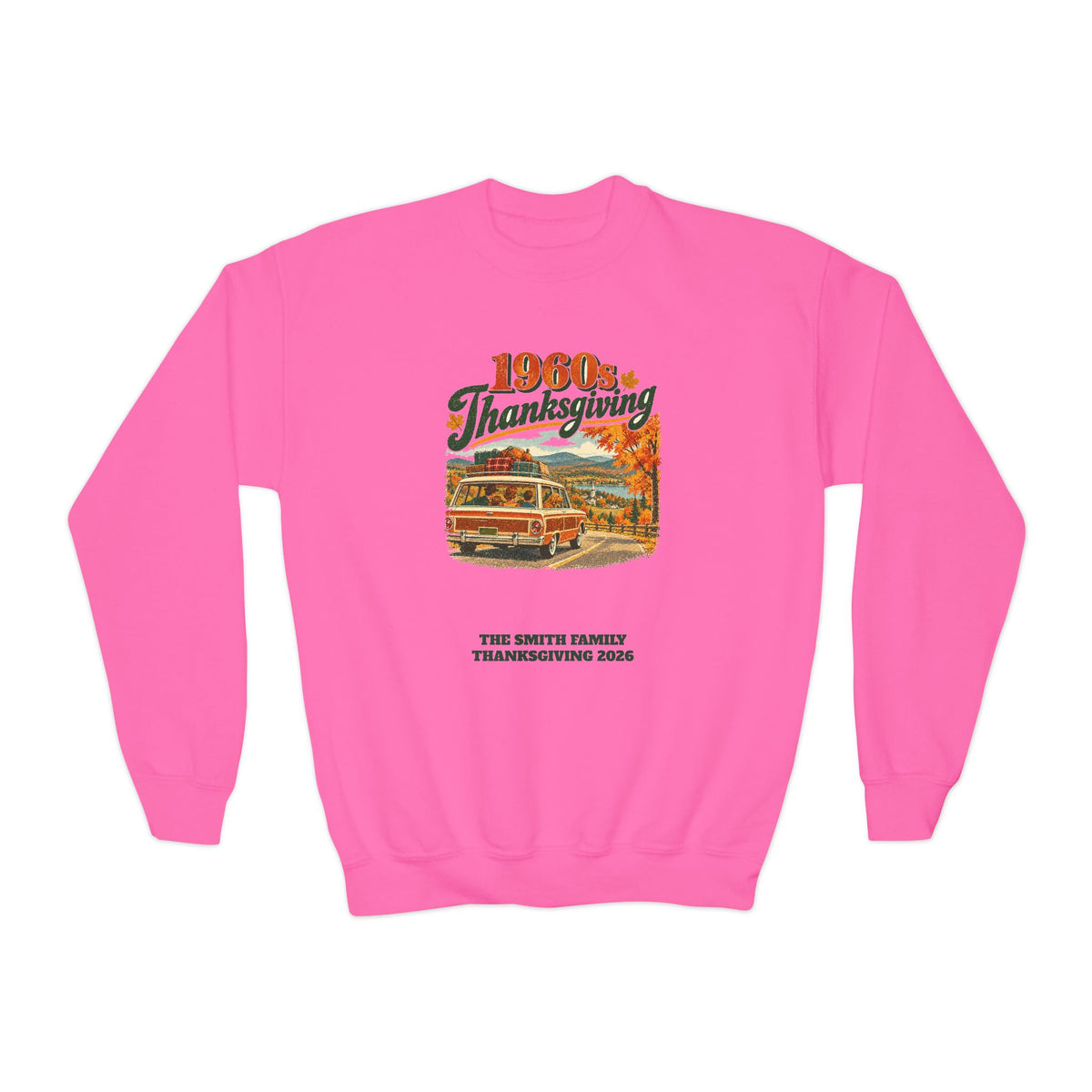 Custom Kids 1960s Thanksgiving Road Trip Sweatshirt