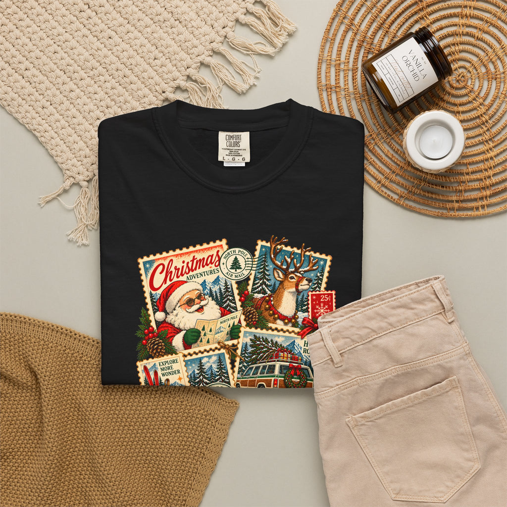 Custom Christmas Adventures Vintage Stamp Shirt