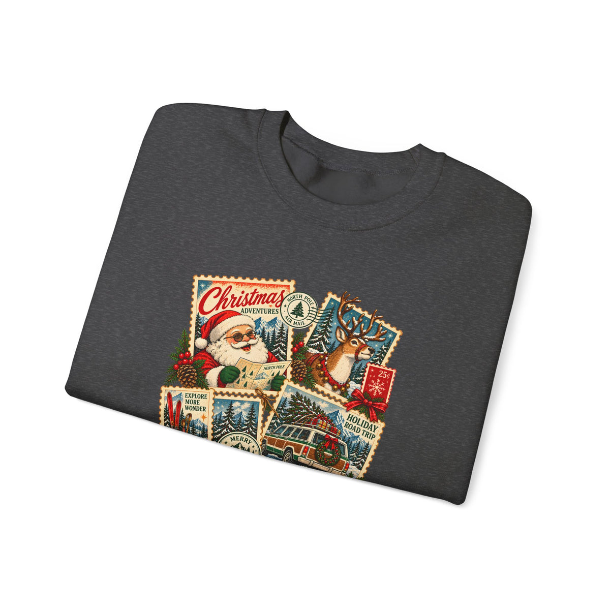 Custom Christmas Adventures Vintage Stamp Sweatshirt
