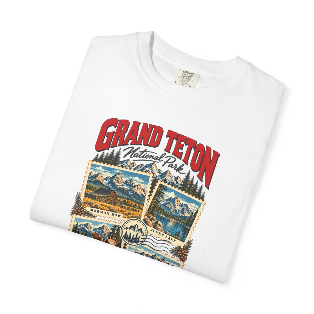 Custom Grand Teton National Park Stamp Collage Shirt