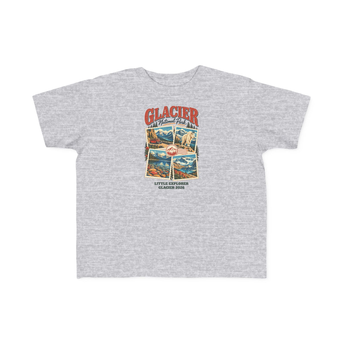 Custom Toddler Glacier National Park Stamp Collage Shirt