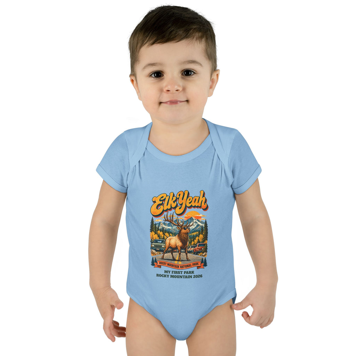 Custom Baby Rocky Mountain National Park Elk Yeah Onesie