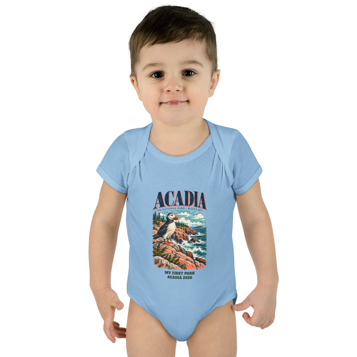 Custom Baby Acadia National Park Puffin Onesie