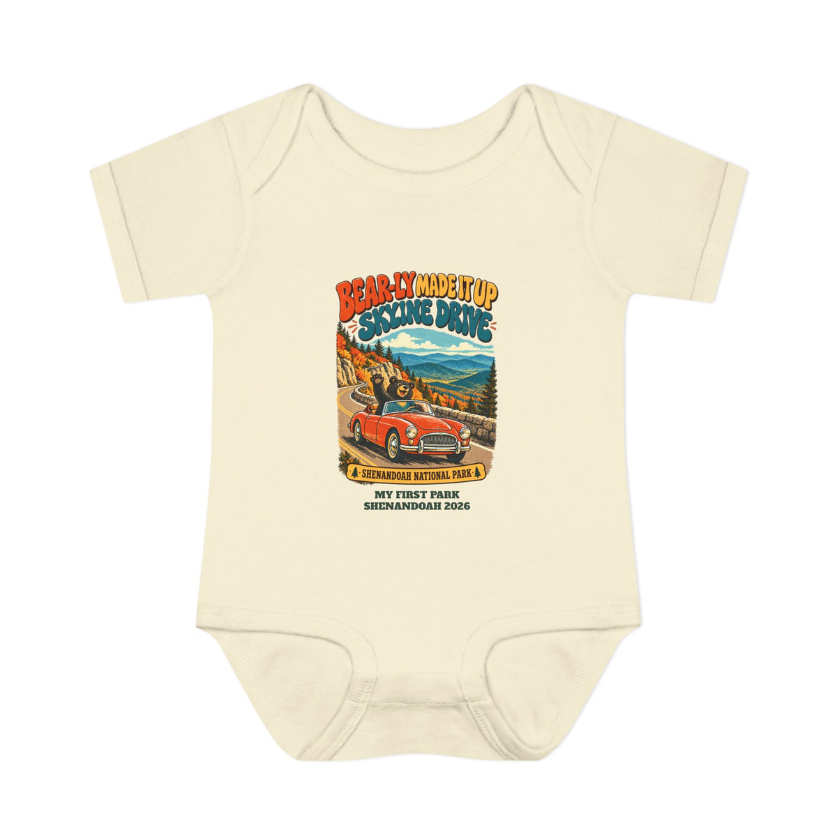 Custom Baby Shenandoah National Park Funny Bear Skyline Drive Onesie