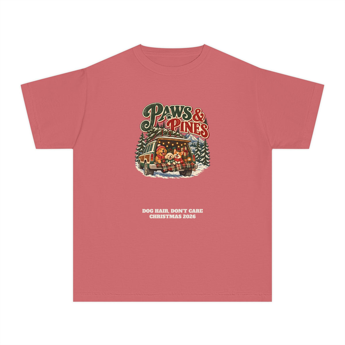 Custom Kids Paws & Pines Christmas Dog Shirt