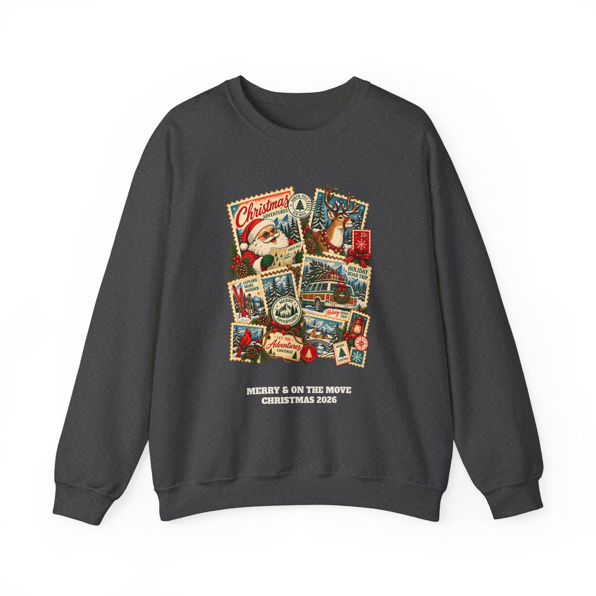 Custom Christmas Adventures Vintage Stamp Sweatshirt