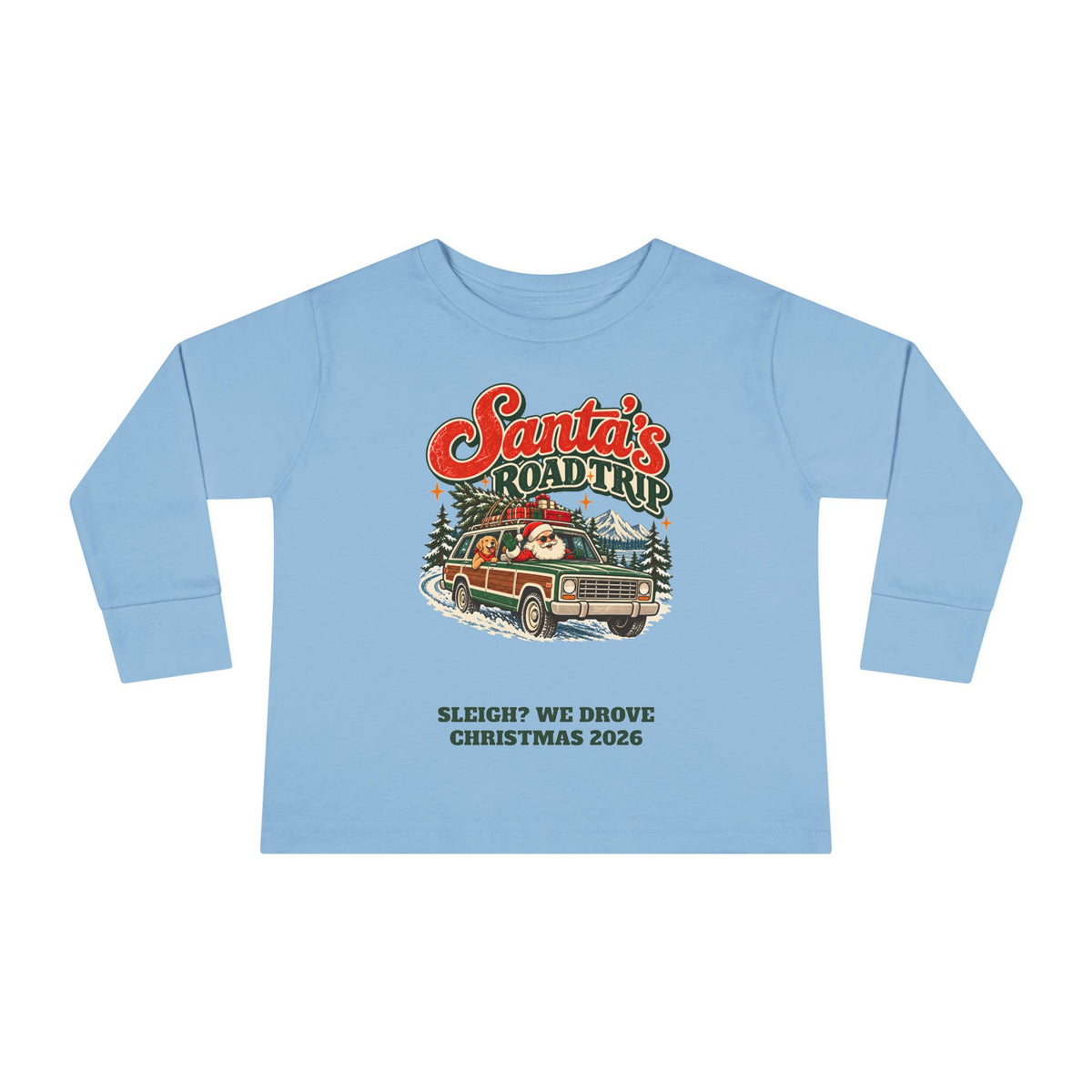 Custom Toddler Santa's Road Trip Christmas Long Sleeve Shirt