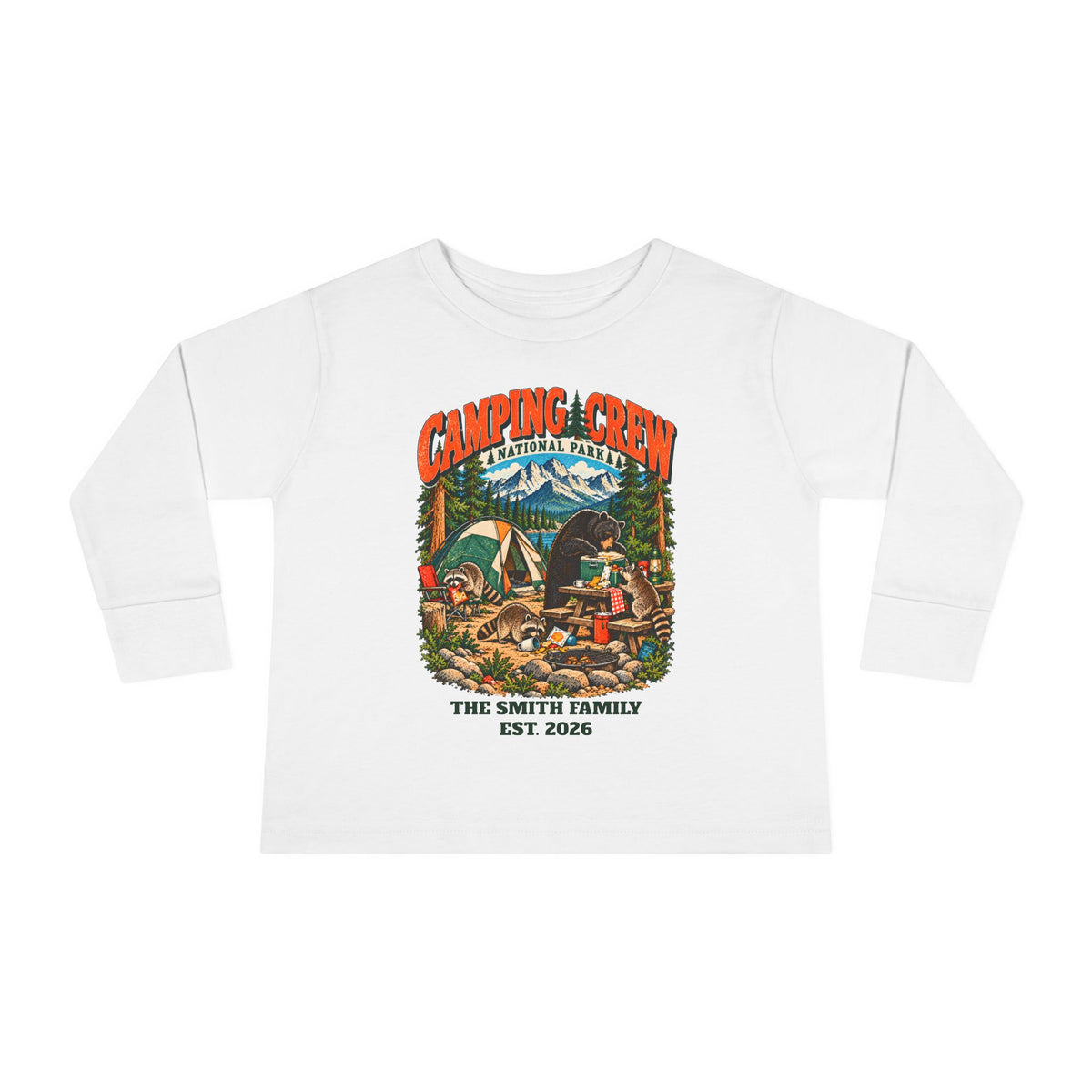 Custom Toddler Camping Crew Camping Long Sleeve Shirt