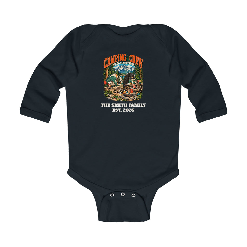 Custom Baby Camping Crew Camping Long Sleeve Bodysuit