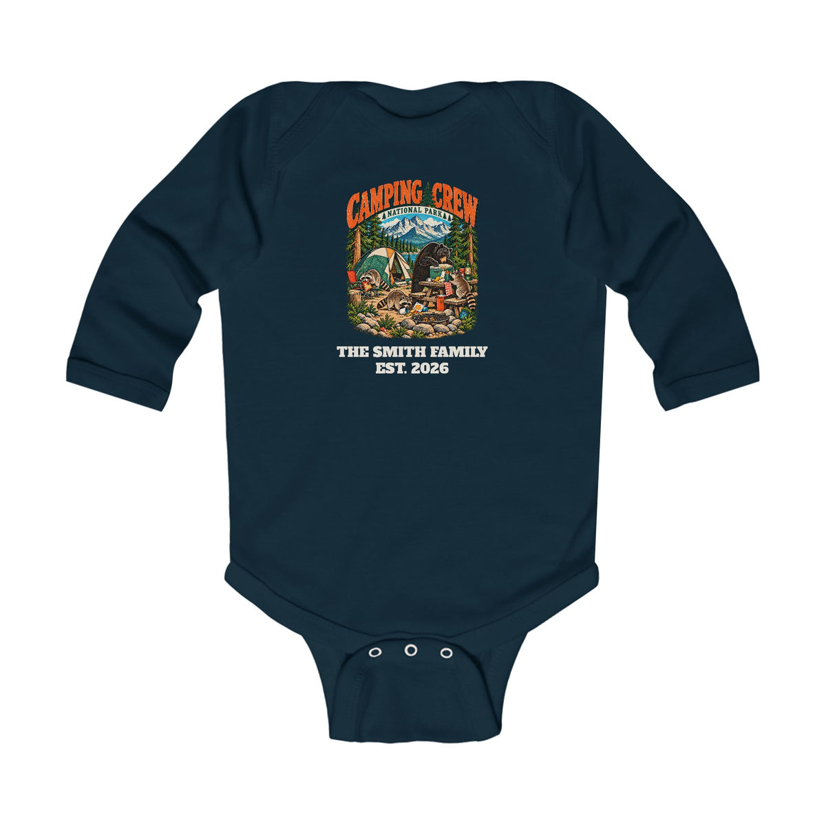 Custom Baby Camping Crew Camping Long Sleeve Onesie