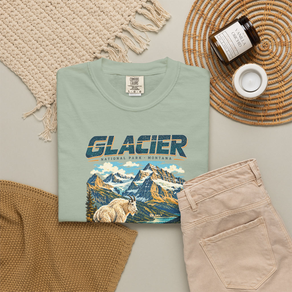 Custom Glacier National Park Vintage Mountain Goat Shirt