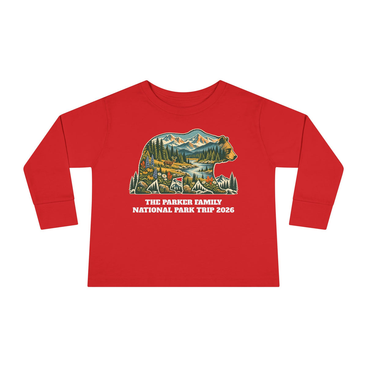 Custom Toddler National Park Bear Long Sleeve Shirt