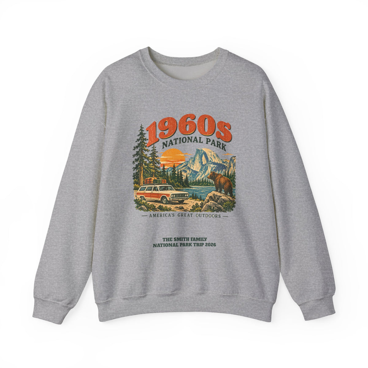 Custom 1960s National Park Family Trip Sweatshirt