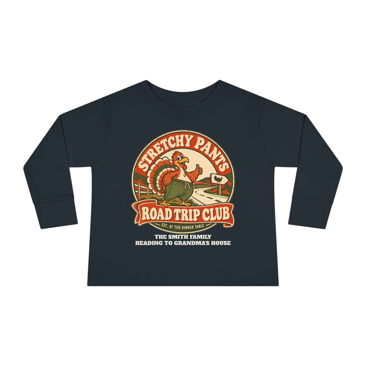Custom Toddler Stretchy Pants Thanksgiving Long Sleeve Shirt